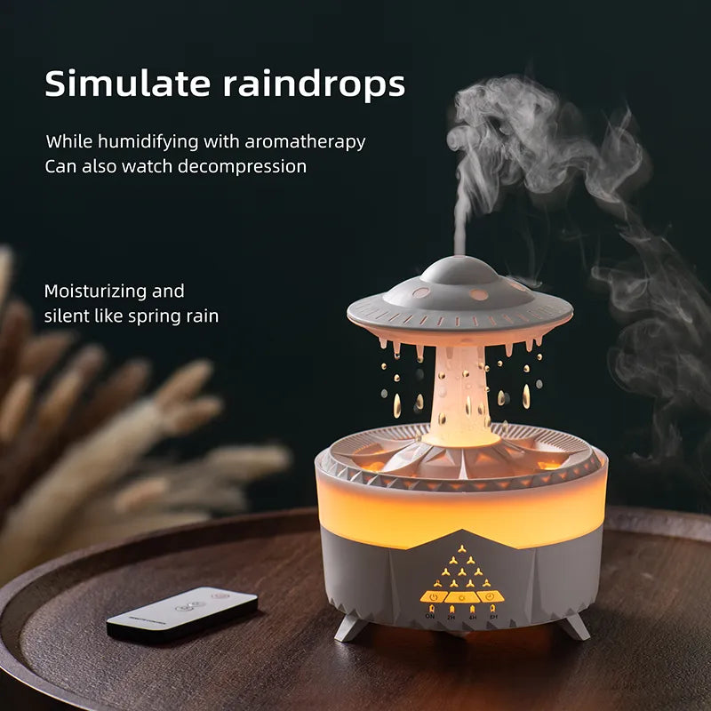 Rain Cloud Humidifier Raindrop Mushroom Humidifier 2/4/8h Timing Colorful Night Light Essential Oil Diffuser Home Bedroom Gifts